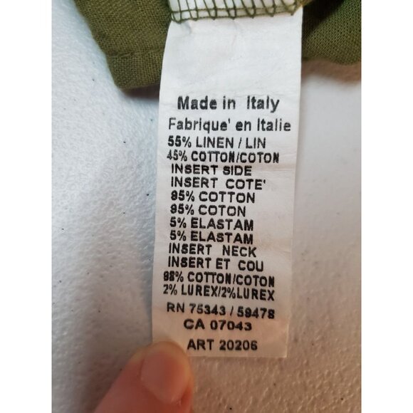 Cottagecore Terzo Millennio Linen Dress Women’s L Green Silver Trim Italy Boho - Picture 12 of 15